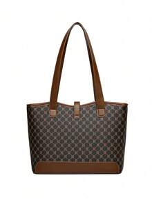 3 pièces Set de sac à main à bandoulière en cuir PU à carreaux avec fermeture éclair, et polyvalent, convient pour un usage quotidien des femmes, grande capacité, élégant sac pour dames d'âge moyen