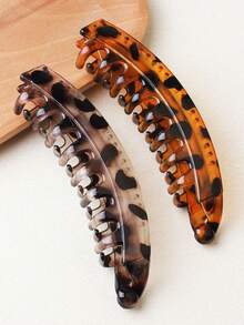 2 pezzi Fermagli per capelli casual con stampa leopardata, eleganti fermagli a banana, accessori per capelli vintage, fermagli a pinza per coda di cavallo, fermagli per capelli