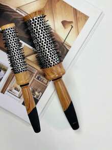 1PC Professional Round Comb Hair Brush Style, Detangling, Curling, And Blow Drying Comb For Smooth, Silky Hair, Easy To Use, Heat Resistant, Gentle On Hair, Ideal For Salon And Home Use, All Hair Types, Anti-Static, Birthday/Festive Gift, Wood Pattern Plastic Comb, 5 Sizes Boy Valentine Heart Valentine - Wood Pattern - View 17