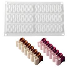 6 腔毛毛虫花硅胶模具，慕斯蛋糕模具，波浪奶油条，法式糕点烘焙，专用烘焙工具 - 白色 - 查看 6