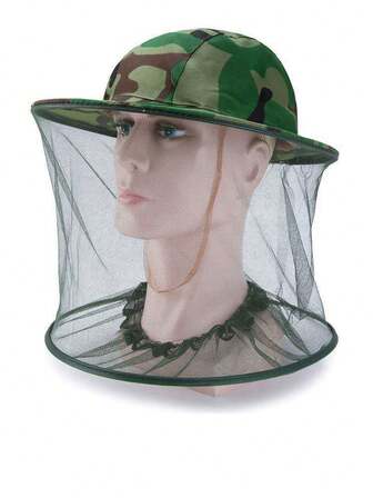 Beekeeping Veil Hat, Outdoor Mosquito Net Hat, Fishing Sun Protection Hat, Camouflage Beekeeping Hat With Shoulder Cape, Unisex
