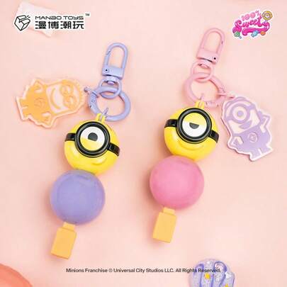 Minions Authentic Cartoon Keychain Figurine, Hanging Accessory, Couple-Themed, For Cars, Backpacks, Or Key Chains, Creative Small Gift Item.