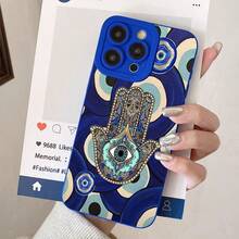 Hamsa Hand And Evil Eye Pattern  Case For  15/14 Series | Full-Coverage Drop Protection With Matte Finish - 藍色 - 查看 2
