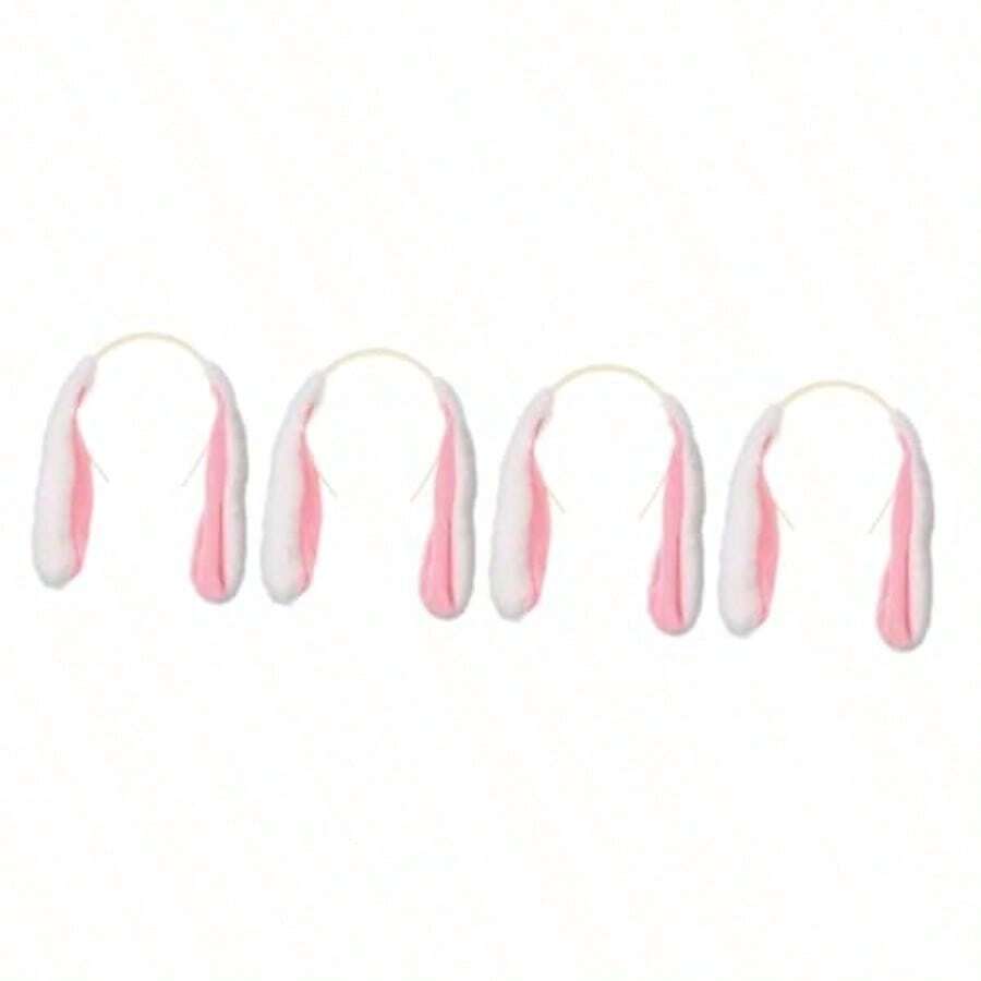 Healeved 4piezas Diadema De Conejo De Orejas Caidas Para Atractiva y Colorida Accesorio De Fiesta Para Carnaval Para Fiestas y Celebraciones Infantiles - blanco - Ver 1