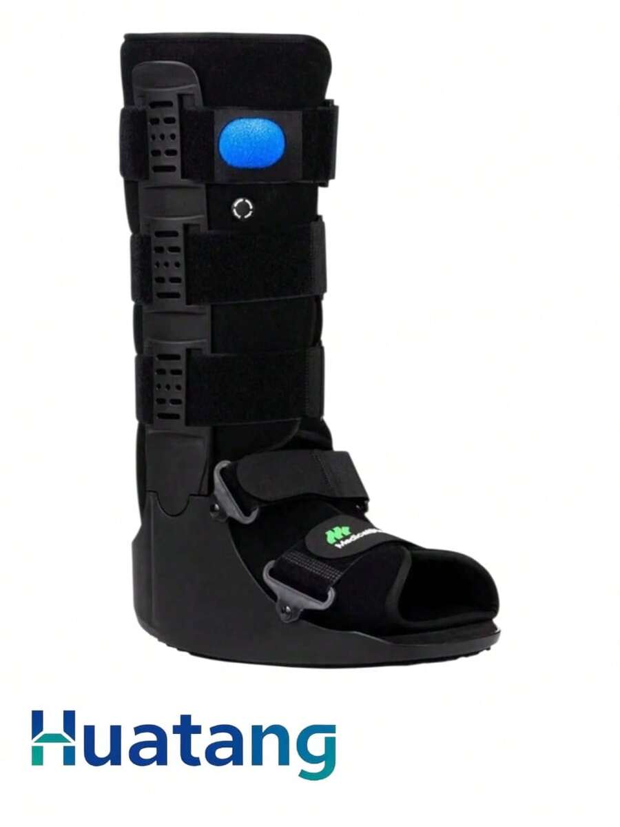 Bota Ortopédica Larga Neumática Walker con Aire Férula Tobillo Ajustable Soporte Médico Suela Antiderrapante Sistema de Balancín - Negro - Ver 1