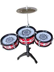 3/5件套儿童爵士鼓入门级可调节打击乐器教育玩具，适合3-12岁男孩女孩，礼品 - 彩色 - 查看 13