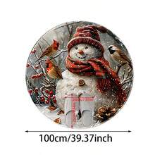 1块法兰绒海绵材质圣诞主题：雪人头戴红格子帽，系着红格子围巾，周围树枝上栖息着几只鸟儿，还有红色浆果和松果。可水洗地毯。适用于卧室床头装饰、客厅阳台家居装饰、酒店装饰、办公室装饰以及节日装饰。 - 彩色 - 查看 15
