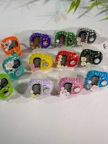 عداد أصابع مرصع بالألماس متعدد الألوان على شكل زهرة صغيرة، عداد إلكتروني محمول بزر يدوي، عداد بطاقة مصغر مناسب لعد التسبيح والرياضة وهدايا المناسبات - متعدد الألوان - مشاهدة 12