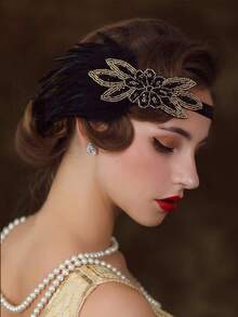 1件 1920年代盖茨比风格羽毛发箍 20年代配饰 咆哮的二十年代羽毛头饰 情人节服装 - 彩色 - 查看 2