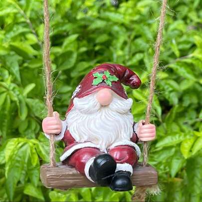 1 pezzo Decorazione da giardino in resina con mucca delle Highlands e altri animali, altalena creativa, adatta per balcone, giardino, casa, decorazione da tavolo