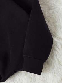 Áo sweatshirt nữ dáng rộng cổ tròn in chữ phong cách Y2K, thích hợp mặc thường ngày mùa thu, màu đen kiểu sân bay mùa xuân. - màu đen - Xem 4
