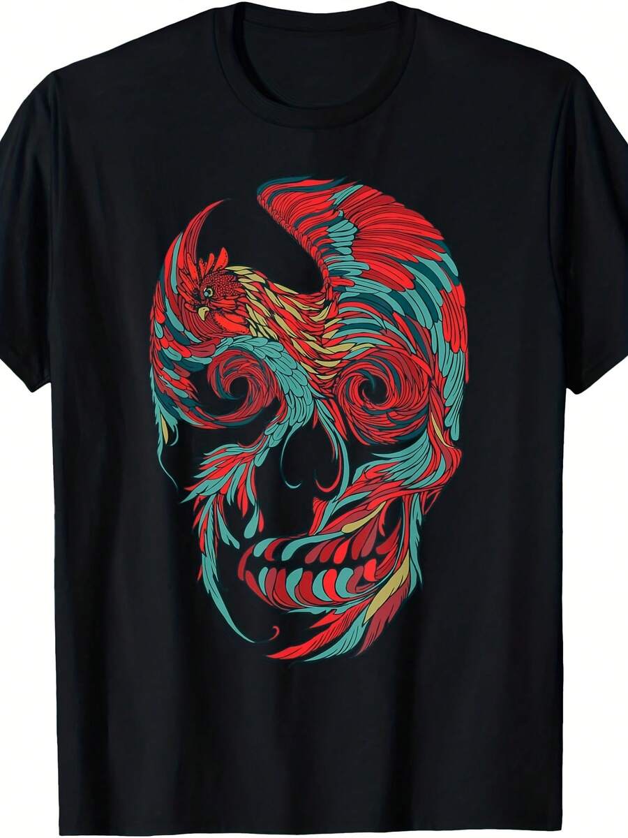 Rooster Skull T-Shirt - 款式26 - 查看 1