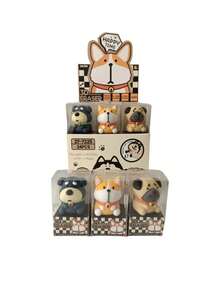 Set 3 gomas perritos diseño kawaii suave papelería escolar borrador individual colección colores variados divertidos regalos funcionales originales - Café integral - Ver 2