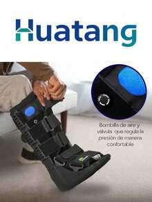 Bota Ortopédica Larga Neumática Walker con Aire Férula Tobillo Ajustable Soporte Médico Suela Antiderrapante Sistema de Balancín - Negro - Ver 4