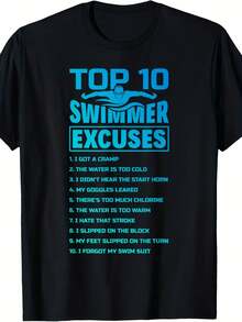The Merch Pool - Swimmer Excuses Butterfly Swimming Funny Uni Adult T-Shirt, Black, All, Short Sve - 款式18 - 查看 1