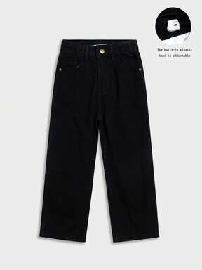 Jeans de mezclilla desgastados con cintura ajustable, estilo callejero para niño