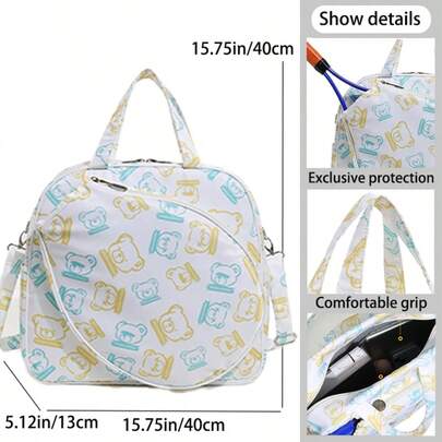 XINGNAN 2025 Stylish Cartoon Tennis Bag, Outdoor Sports One Shoulder Bag, Professional Badminton Bag With Large Capacity, Unisex Racket Bag, Multi-Function Handbag, Protective Cover Bag