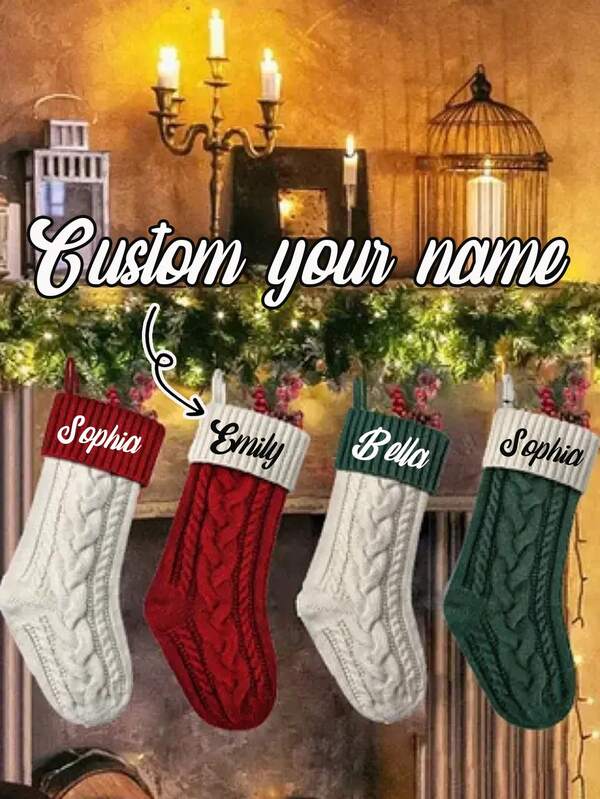 Personalized Family Christmas Stockings, Personalized Pet Paw Stockings, Christmas Decorations And Gifts, Knitted Family Stockings, 2025 Named Family Stockings, Holiday Stockings, Custom Knitted Stockings, Holiday Decorations And Gifts, Christmas Gifts