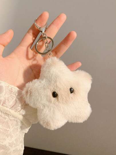 1pc White Star Plush Keychain, Versatile Fashion Accessory, Suitable For Party, Cosplay, Outdoor, Casual, Commute, Beach, Outfit Matching, Makeup, Dance Party, Photography, Role-Playing, Holidays