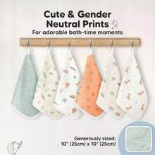 6-Pack Cami Washcloths Newborn, 10x10 Organic Cotton Face Wash Cloths Babies, Soft & Absorbent Bath Towels H05S - 荒野 - 查看 11