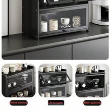 1pc Flip Cover Cup Holder Organizer, Desktop Cup Rack, Multi-Layer Storage Cabinet For Tea/Coffee Cups, Space-Saving, Easy Storage For Mugs