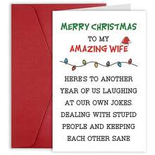 1PC Funny Christmas Card For Wife Woman, Lovely Xmas Gift From Husband Man, Merry Christmas To My Amazing Wife - one-size - View 1