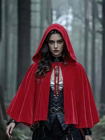 1 Piece Christmas Carnival Party Performance Velvet Short Shawl Hooded Cape 60 Cm 23.62 Inches Personalized Makeup Dance And Christmas Role-Playing Costume Props