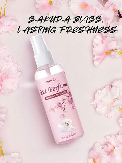 100ml/3.38 Fl Oz PET Sakura Pet Perfume Spray, Long-Lasting Fragrance, Suitable For Dogs And Cats, Deodorizing And Refreshing, Alcohol-Free