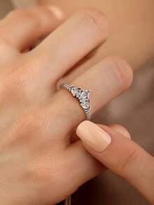 1pc Delicate Zirconia Ring S925or925 Sterling Silver Elegant Simple Women's Ring Mother's Day Exquisite Jewelry Gift - Silver - View 7