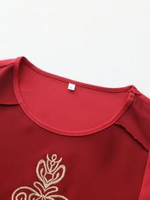 Dashiki African Men Suit Long Sleeve Embroidered Crew Neck Shirt And Casual Pants 2 Pieces Set Kaftan Festive Wedding Party Traditional Clothing For Men - Red - View 6