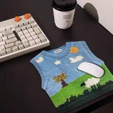 Cute Printed Sweater Design Mouse Pad, Rubber Material, Non-Slip, Portable, High Aesthetic For Office, Dorm, Student, Home Use - INS Style Desk Mat Desk Accessories Office Supplies Office Desk Accessories Mousepad Mouse Pad For Desk - Multicolor - View 12