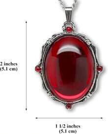 Blood Red Oval Stone In Silver Finish Pewter Pendant Necklace2025 - 1 - 查看 3