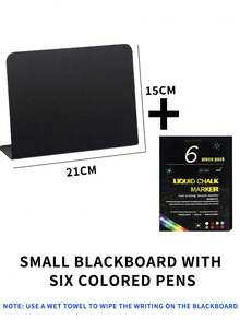 1 Piece Black Chalkboard Set With Liquid Chalk Markers - Mini Blackboard, Price Tag, 6 Color Liquid Chalk Markers, Message Board