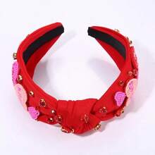 NOVIIML e's Day Headbands for Women Rhinestone Beaded Heart Headband Pink Red Heart Crystal Knotted Headband Valentine's Day Hair Accessories Party Decor Gifts Beaded Heart A - Corazón de cuentas A - Ver 7