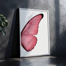 Butterfly Wing Pink Framed Picture Minimalist Elegant Feminine Modern Bedroom Wall - 白色 - 查看 7