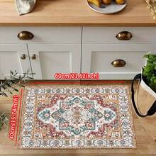 1pc Red & Yellow Bohemian Super Soft Fiber Kitchen Rug, Comfortable Bedside Rug, Hallway Carpet, Striped Rug, Non-Slip Farmhouse Kitchen Mat, Machine Washable, Foot Pad, Small Rug, Suitable For Floor, Comfortable Standing Mat, Running Mat, Party Gathering Home Decor Carpet, Indoor Entrance Doormat - Multicolor - View 11