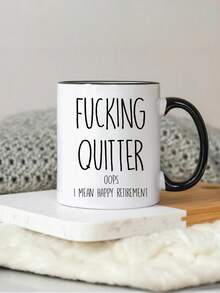 1 peça 11oz Quitter, caneca de aposentadoria, presente engraçado de aposentadoria para um homem, presentes de aposentadoria para mulheres, caneca de escritório, decorações de Natal, presente divertido para aniversários, feriados e festas, ideal para amigos, acessórios para cafeteria, reutilizável, Natal, lavar somente à mão, ideal para bebidas quentes e frias, decoração de quarto, utensílios para bebidas de inverno, presente atencioso, lembrança de família, presentes de dia dos namorados, casamento