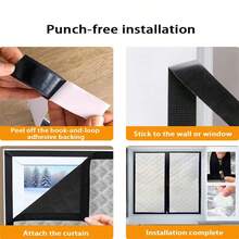 Windproof & Thermal Blackout Curtains, Suitable For Rooms, Living Rooms, Bathrooms, Zipper Design No Drilling Required, Easy Installation, Winter Wind Blocker