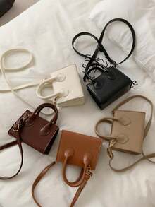 1 buah Tas PU dengan Penutup Resleting, Desain Niche yang Modis, Tas Tangan Mini Minimalis, Tas Persegi, Gaya Korea, Tas Selempang/Bahu Multifungsi yang Ringkas, Tali Bahu yang Nyaman dan Dapat Diatur, Gaya Panjang yang Halus, Serbaguna, Cocok untuk Penggunaan Sehari-hari dan Perjalanan - Tas Tangan Sederhana - View 2