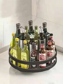 2 Tier/3 Tier - Metal Lazy Wheel With Adjustable Height For Cabinets, Tableware Room, And Kitchen Countertops, Multi Functional Rotating Seasoning Storage Rack, Circular Seasoning Rack, Kitchen Oil, Salt, Sauce, Vinegar Storage Rack - Multicolor - View 16