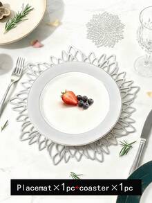 4pcs Gold Hollow Flower Shaped Pvc Placemats, Washable, Easy To Clean, Wipeable, Non-slip, Heat Resistant, For Dining Table, Holiday, Wedding, Party And Festival Decoration - Gold - View 19