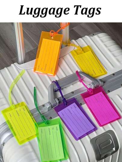 Etiquetas de bagagem de viagem coloridas e à prova d'água Etiquetas de bagagem de PVC portáteis personalizadas e anti-perda Etiquetas de bagagem flexíveis Etiquetas de bagagem fáceis de identificar e marcar Adequadas para uso diário e em viagens Camping Negócios domésticos Uso de volta às aulas Artigos essenciais para viagens Artigos essenciais para camping Artigos essenciais para praia Acessórios de praia Artigos essenciais para viagens Artigos essenciais para férias de verão Para férias