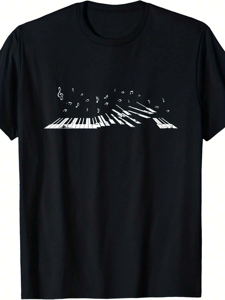 Classical Music Piano Player Gift Music Notes Piano T-Shirt - 款式12 - 查看 1