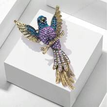 1PC Retro Hummingbird Shaped Brooch Decorated With Shiny Rhinestone Clothing Lapel Pin For Women Dress Coat Sweater Corsage Accessories