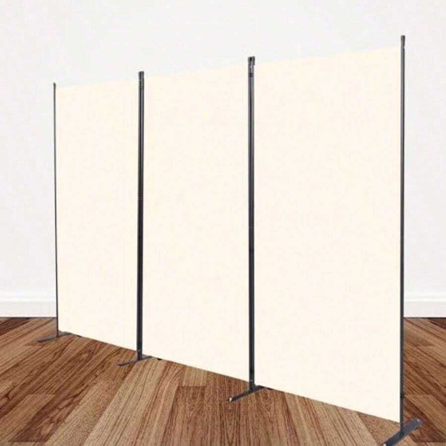 BEE VIBES Biombo Divisor Portatil y Plegable de 3 Paneles Separador de Ambientes 259 Ancho x 180 Alto cm de Habitacion Pantalla de Privacidad Independiente Beige Ideal Recamara Estudio y Oficina - Beis - Ver 1