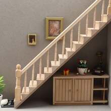 1:12 Maßstab Miniatur Möbel, DIY Puppenhaus Miniatur Treppen, unbemalt Modell Zubehör zum Malen und Färben, Miniatur Treppe mit Geländer, Vintage Miniatur Leiter, Treppen ohne Geländer, Miniatur Treppen, Micro Szene Miniatur Möbel Modell Dekoration, Fotografie Szene Dekoration - Verschiedenfarbig - Übersicht 3