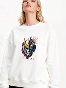 Overlord Hoodless Sweathoodless Sweatshirt, Anime Hoodless Sweathoodless Sweatshirt, Anime Graphic Hoodless Sweatshirts, Gift For Him, Gift For Her, Ainz Hoodless Sweathoodless Sweatshirt, Skeleton Knighhoodless Sweahoodless Sweathoodless Sweathoodless Sweatshirt, Necromancer Hoodless Sweathoodless Sweatshirt - 白色 - 查看 3