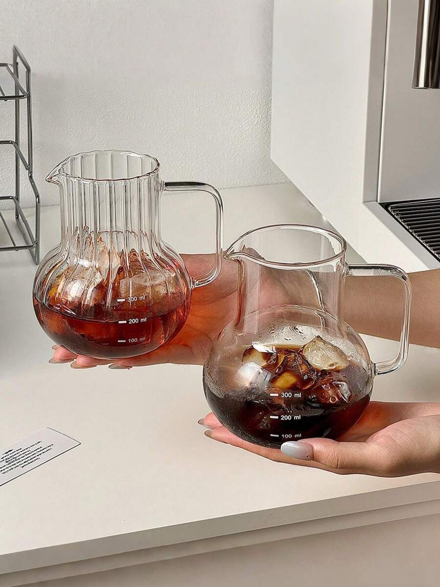 1pc Minimalist Heat-Resistant High Borosilicate Glass Drip Coffee Pot, Transparent Glass With Handle For Home Use