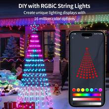 7ft  Christmas Tree Lights - Multicolor LED Animated Lightshow With 400 LEDs - Remote & App Controlled, Music Sync, 12 Modes - For Indoor/Outdoo(No Christmas Tree Stand) - USB-2.1M - Xem 2