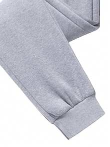 1pc Men's Casual Sports Pants, Soft & Comfortable With Zipper Pockets And Adjustable Drawstring, Suitable For All Seasons. Solid Color Design, Versatile For Leisure, Ideal For Outdoor Running, Camping And Hiking. - Light Grey - View 4